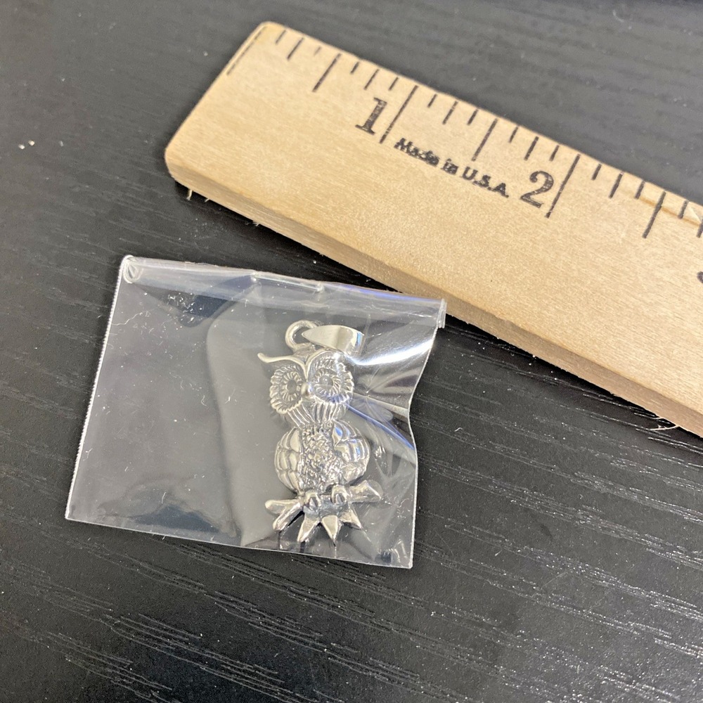 Sterling Silver .925 Designer handcrafted small Owl Pendant necklace BRAND NEW